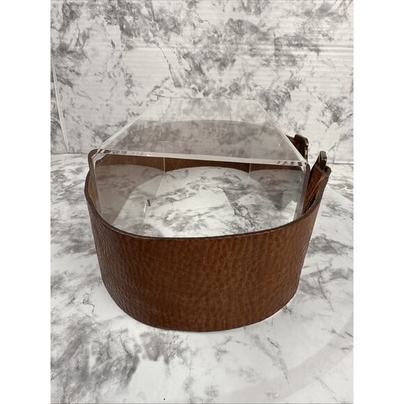 Massimo Dutti Boho Brown Pebbled Leather Wide Belt Size 28 Brass Floral Buckle - Picture 6 of 9